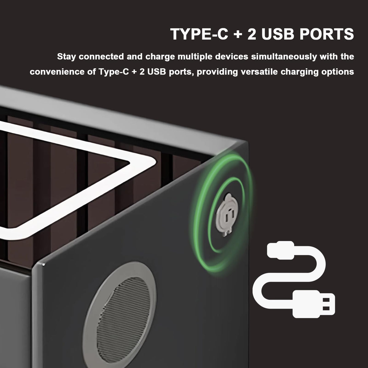 Orange 3 Drawer Nightstand with Wireless Charging and USB Port W5773