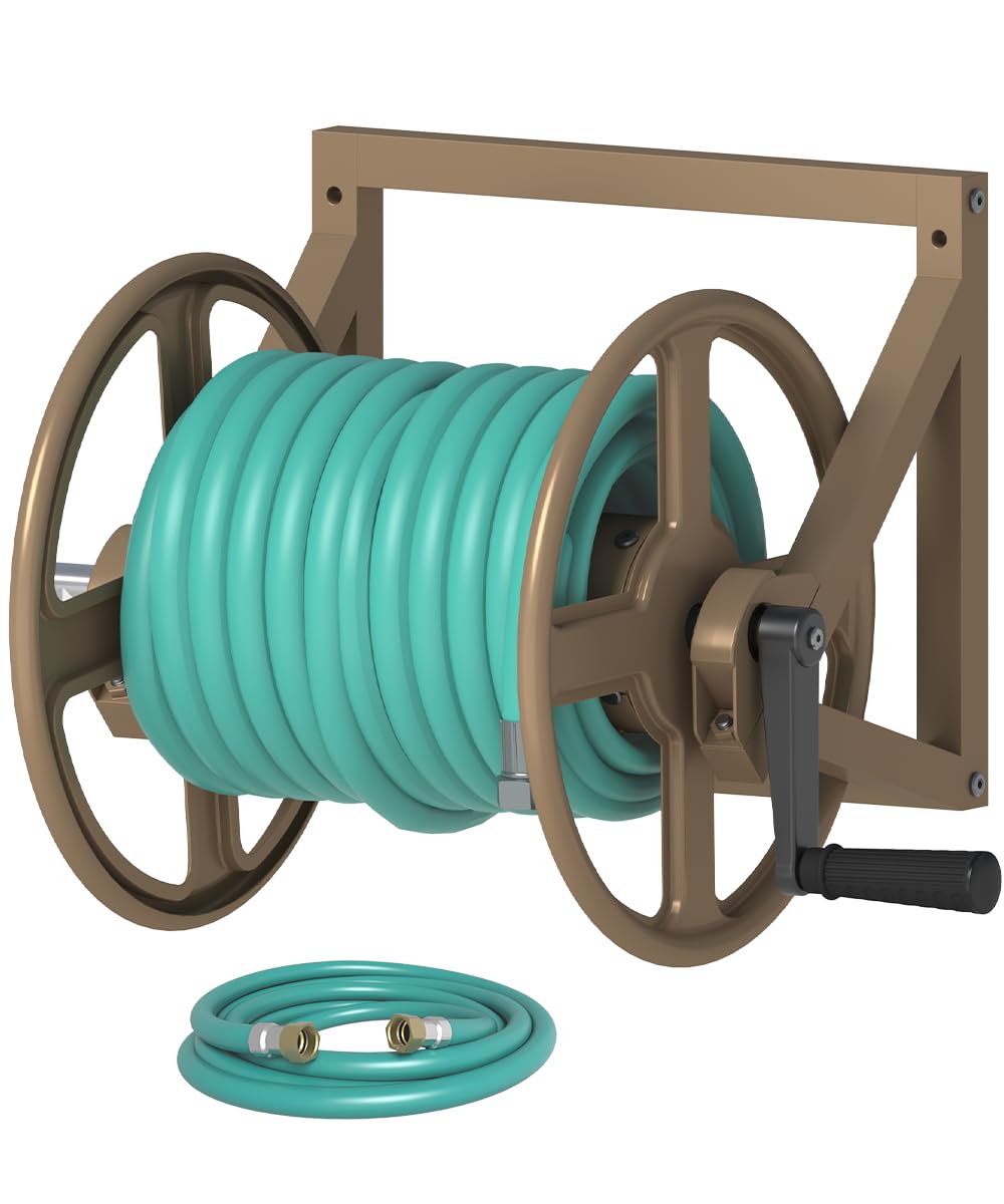 Wall Mounted Metal Garden Hose Reel Holds 125 ft B6933