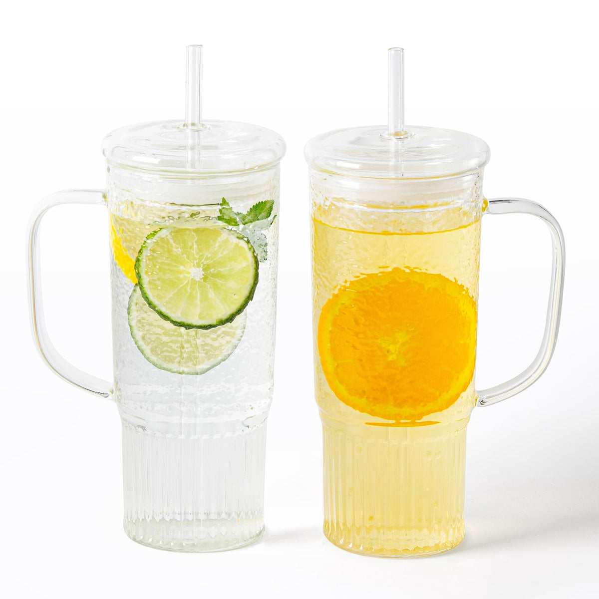 24oz Clear Glass Tumbler with Handle, 2 Pack M65542