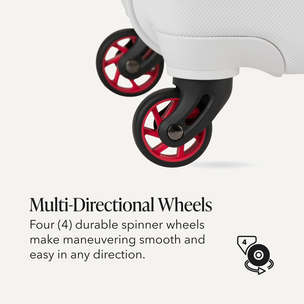 White 19-Inch Hardside Expandable Carry-On Spinner Luggage V344
