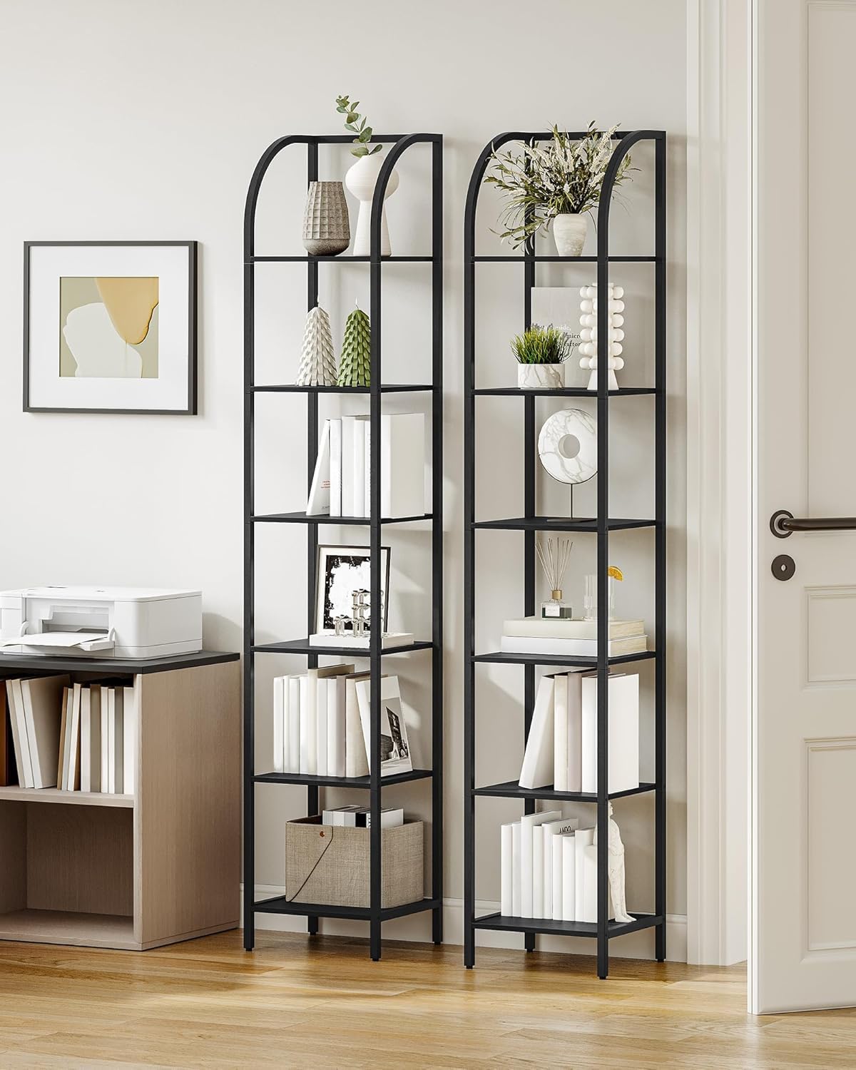 Narrow Bookshelf with Steel Frame N112719