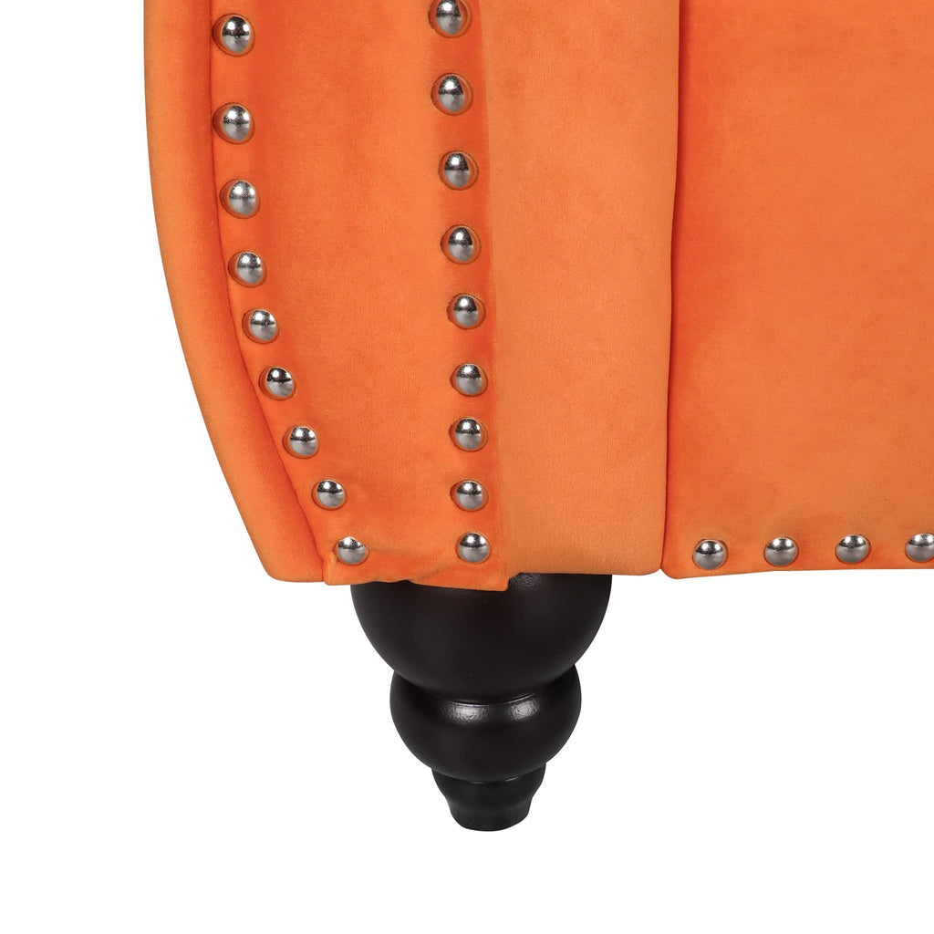 Orange Velvet 3 Pieces Sofa Set E66232