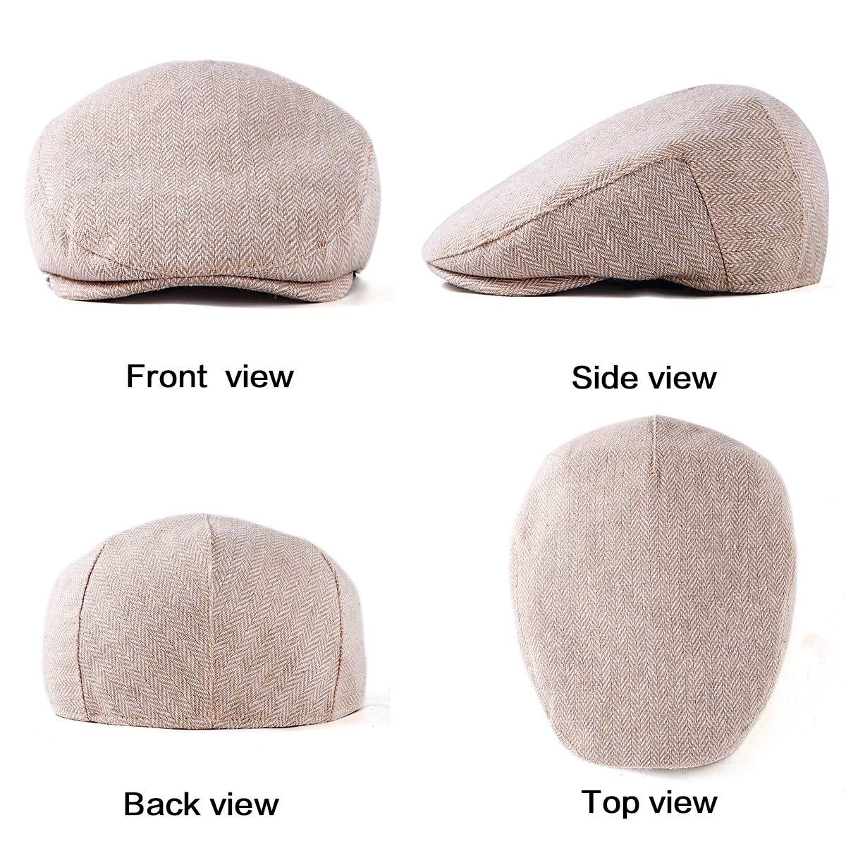 Wool Blend Tweed Herringbone Flat Cap I794