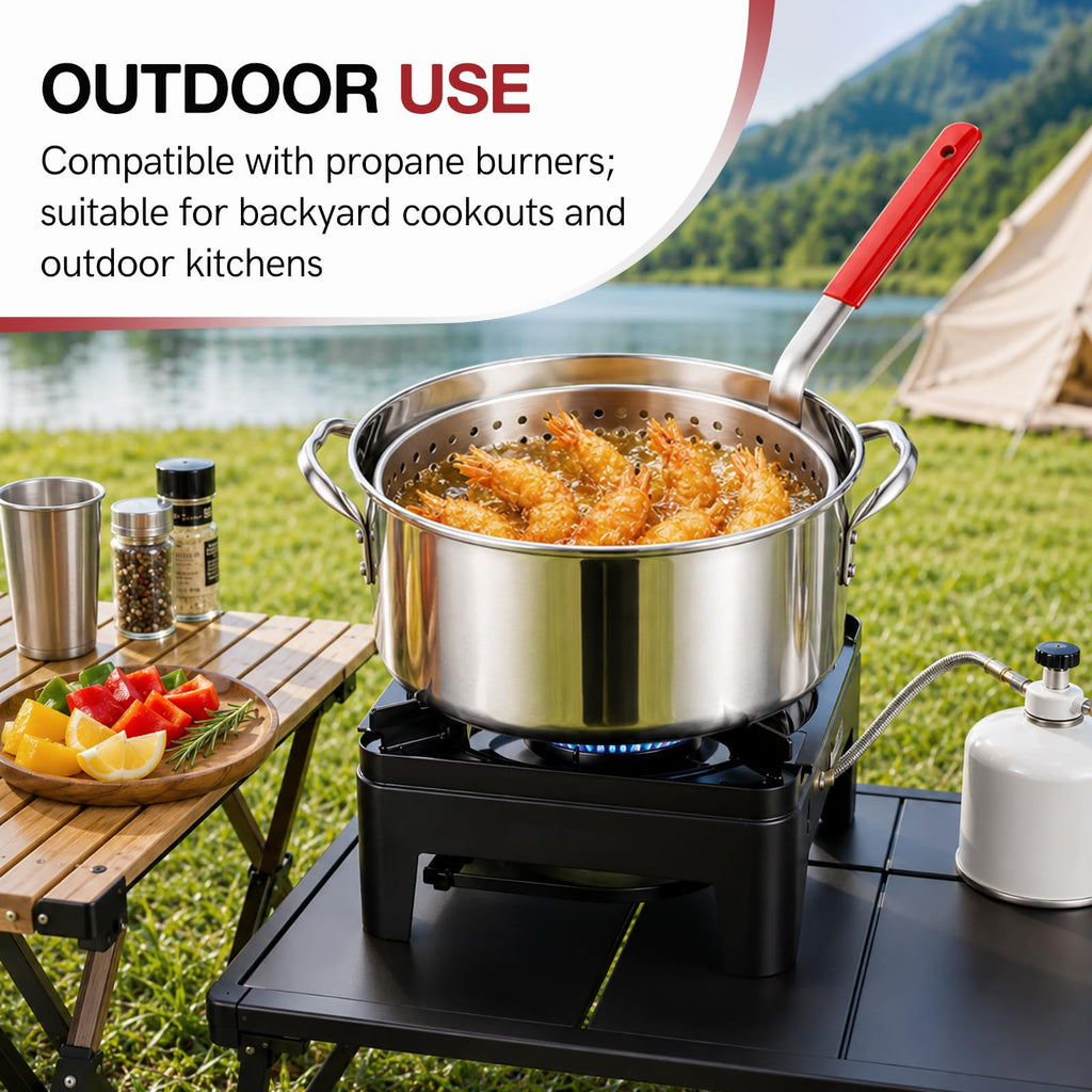10 QT Stainless Steel Deep Fryer Pot with Basket S211615