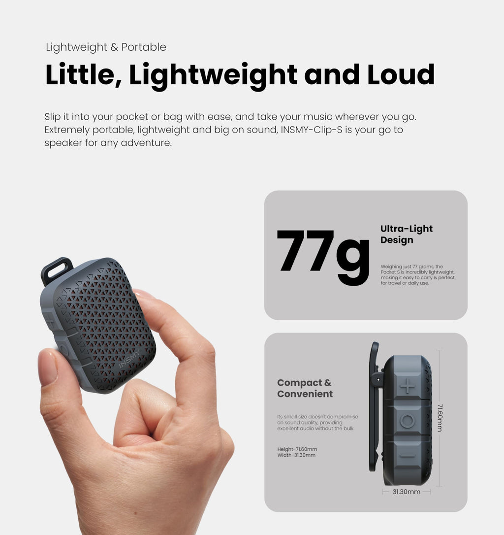 Wearable Bluetooth Speakers IP67 Waterproof Clip On Small Speaker G882435