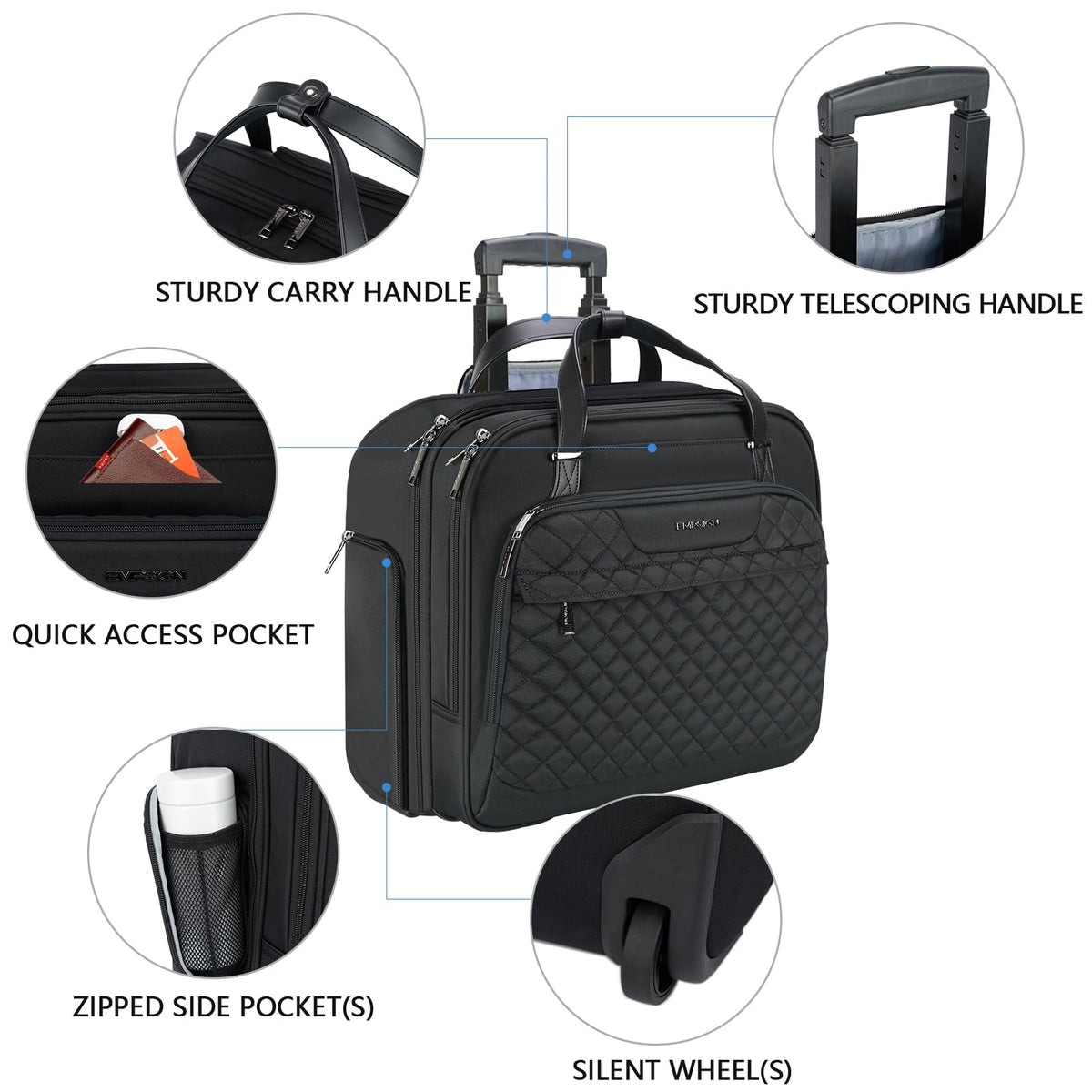 Rolling Laptop Bag 15.6 Inch Black U293499