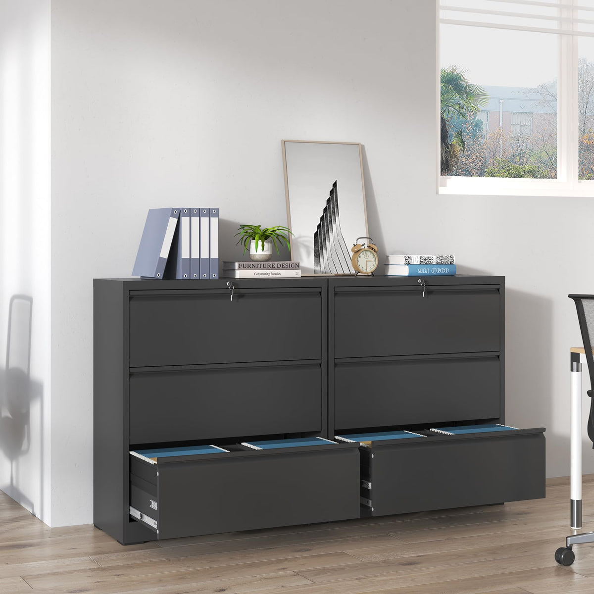 Black 3 Drawer Locking Metal File Cabinet A248931