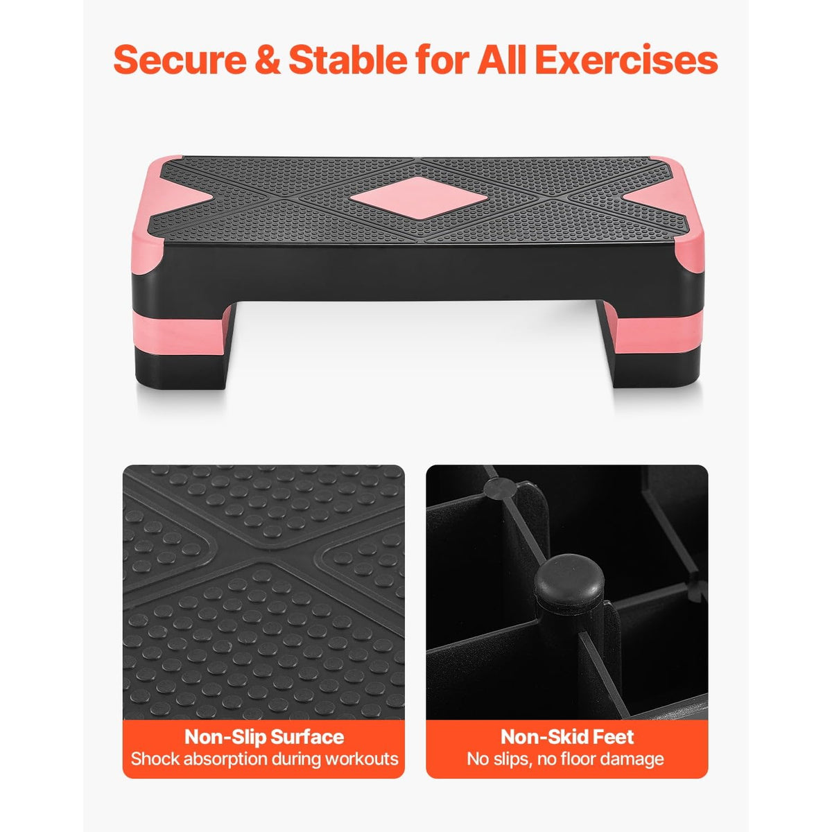 Adjustable Non Slip Aerobic Step Platform with 4 Risers C313