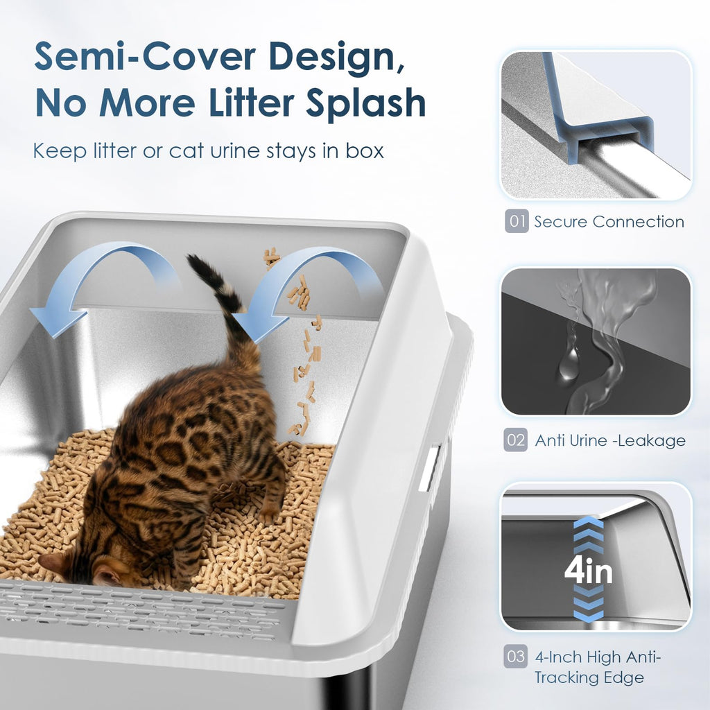 Enclosed Stainless Steel Sifting Litter Box M5962