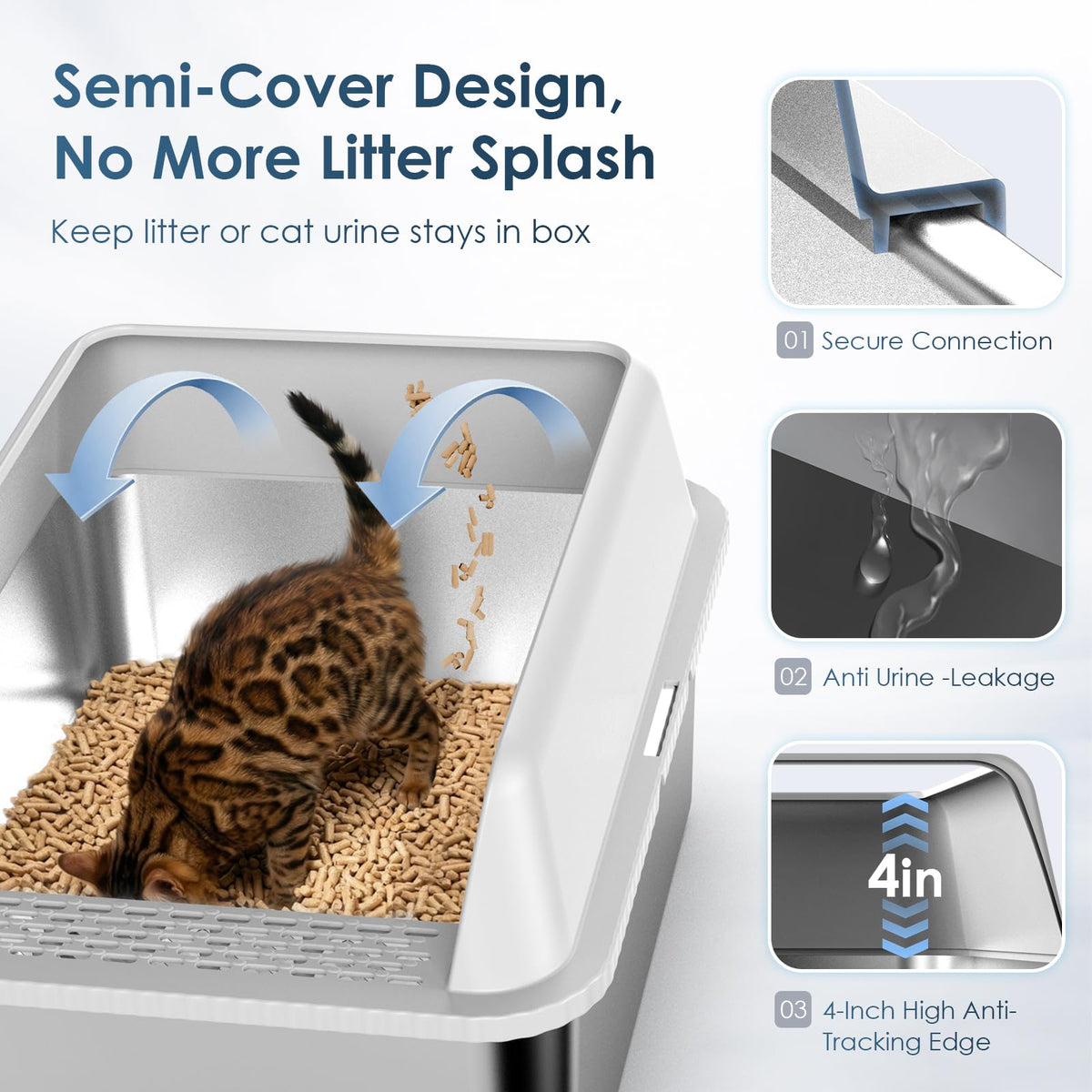 Enclosed Stainless Steel Sifting Litter Box M5962
