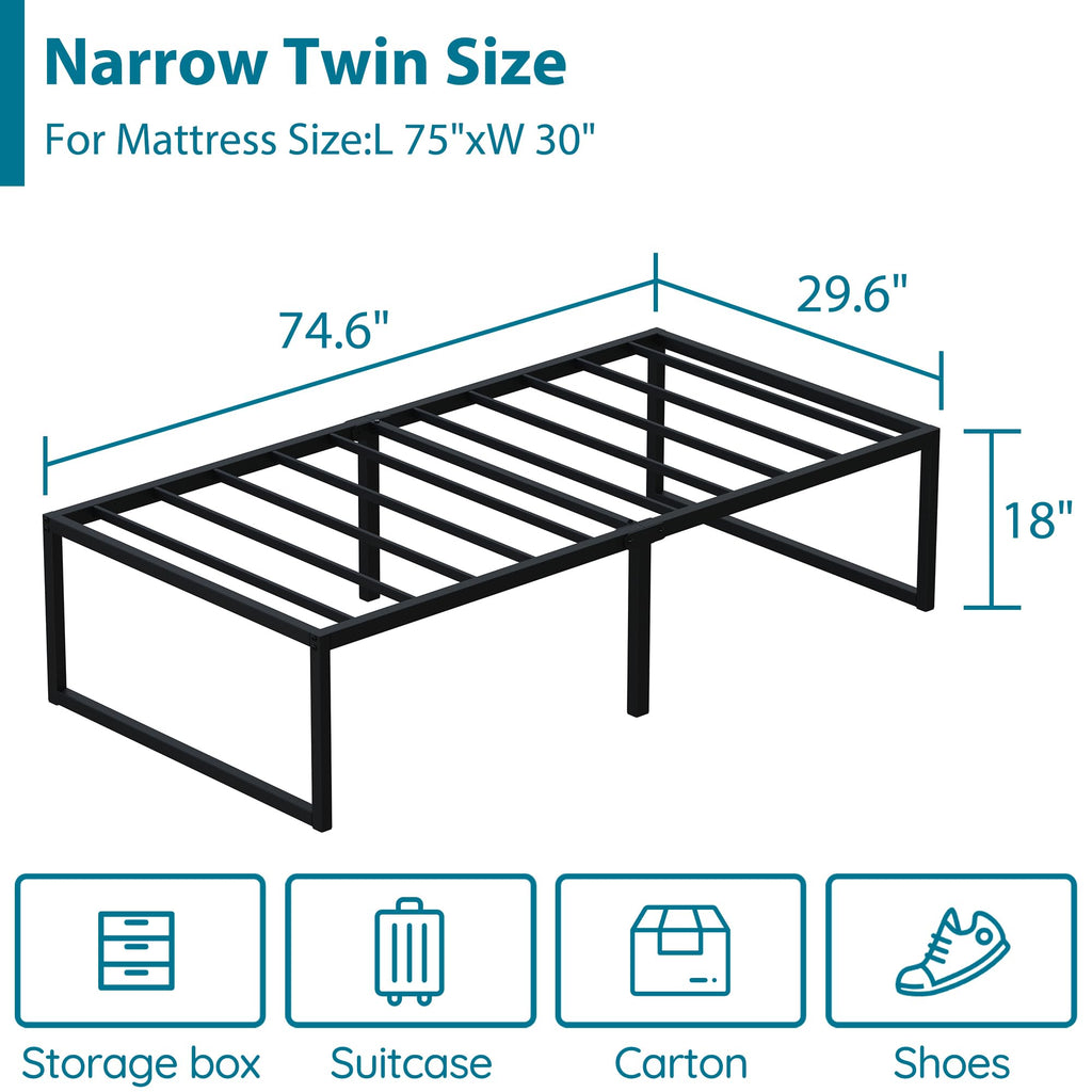 18 Inch Narrow Twin Metal Bed Frame W321