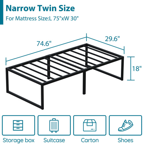 18 Inch Narrow Twin Metal Bed Frame W321