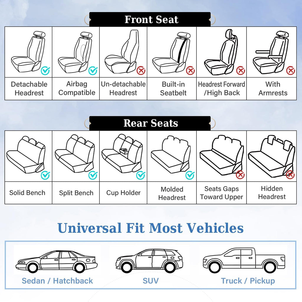 Black Leather Car Seat Covers Full Set R480