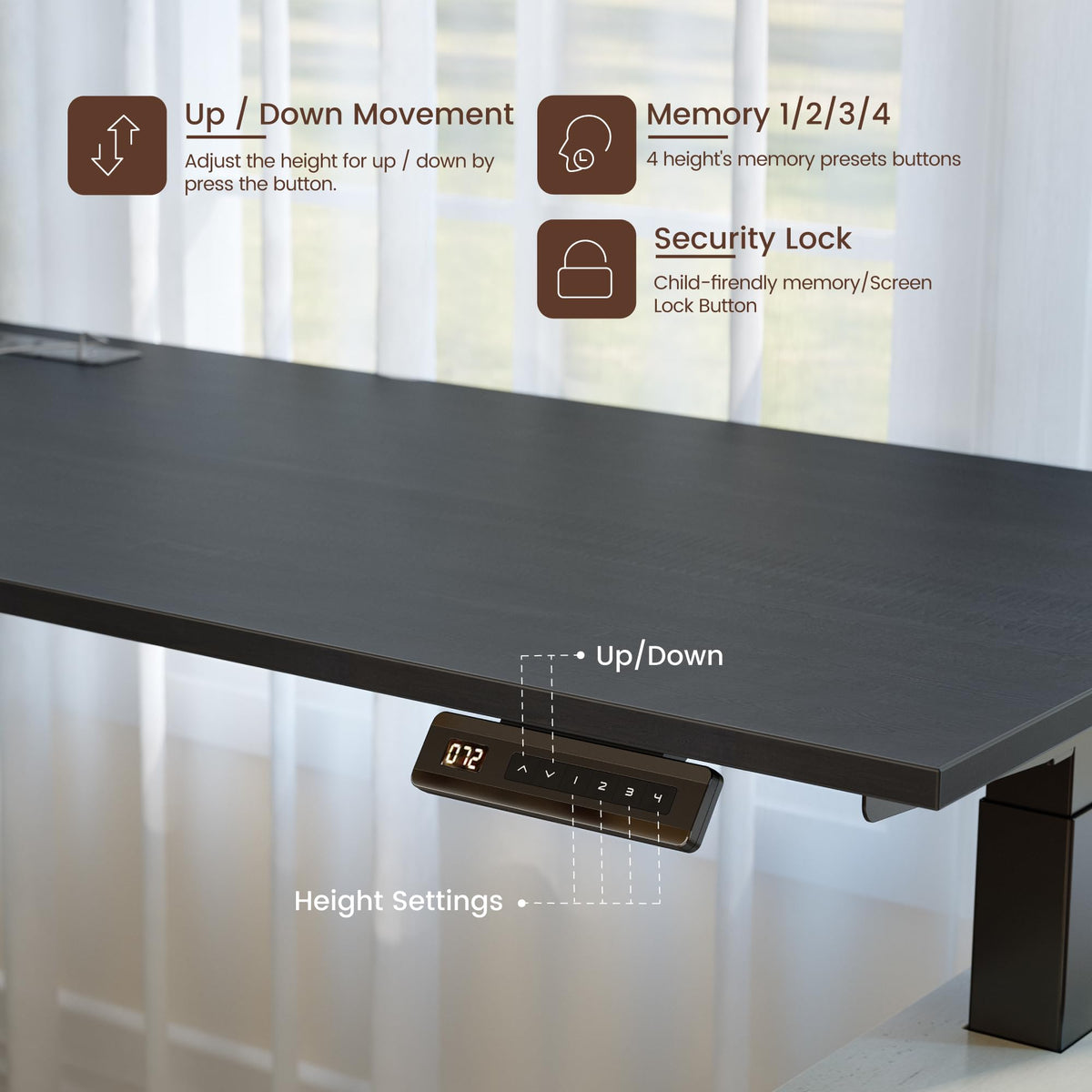 L Shaped Electric Standing Desk with Hutch and Drawers D673973
