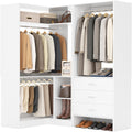 White L-Shaped Closet System with 3 Drawers S46487