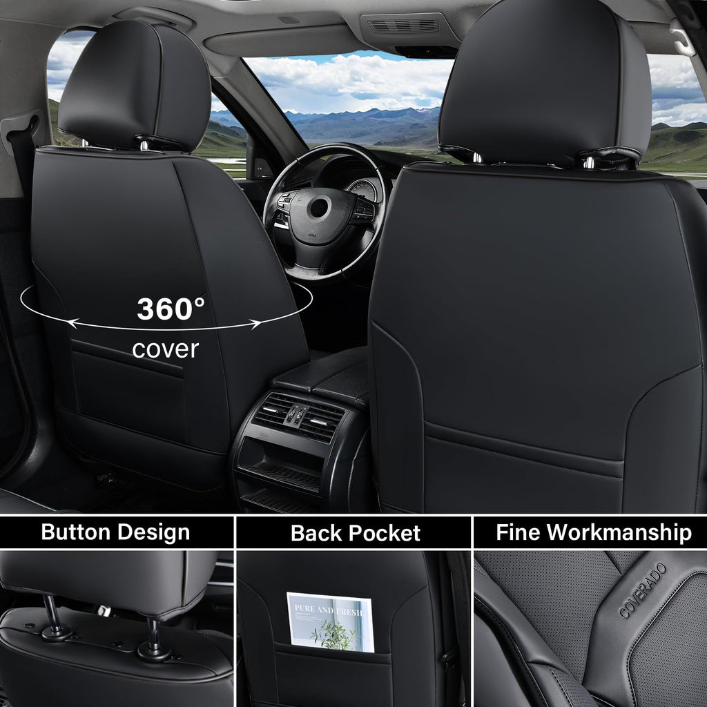 Black Leather Car Seat Covers Full Set R480