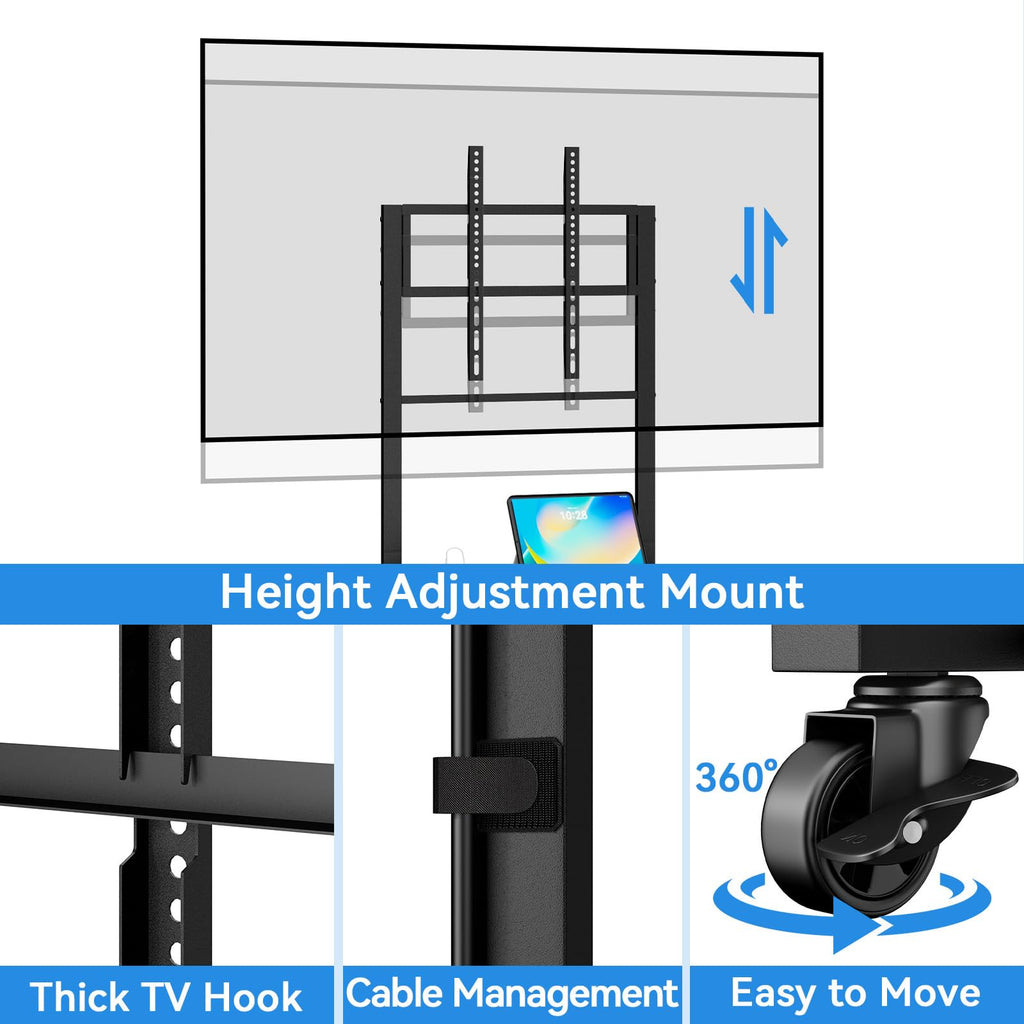 Rolling TV Stand on Wheels for 32-55 Inch TVs E334