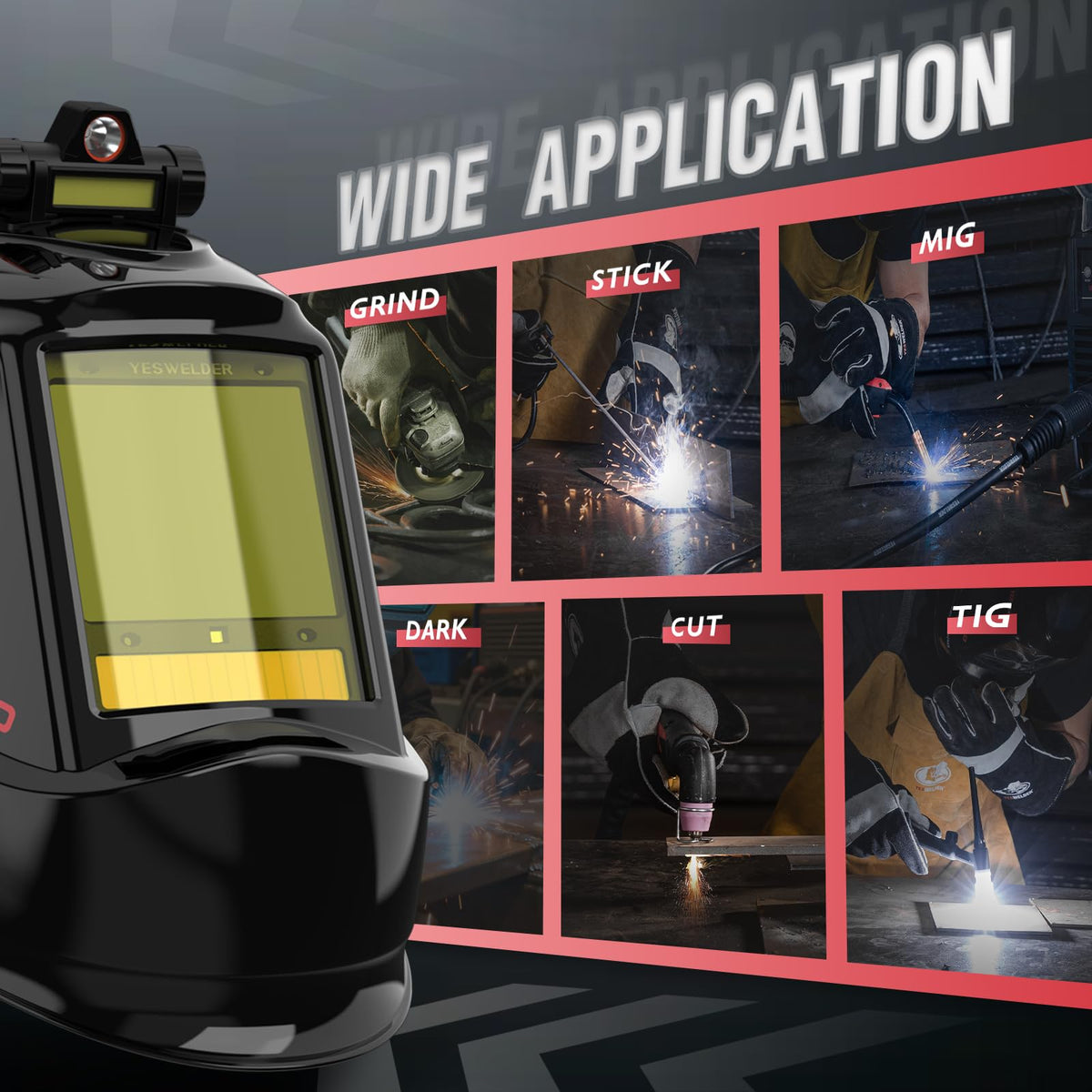 Auto-Shade Welding Helmet with Digital Filter H106