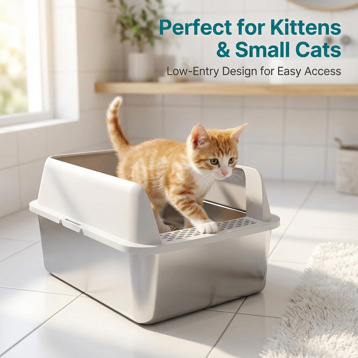 Enclosed Stainless Steel Sifting Litter Box M5962