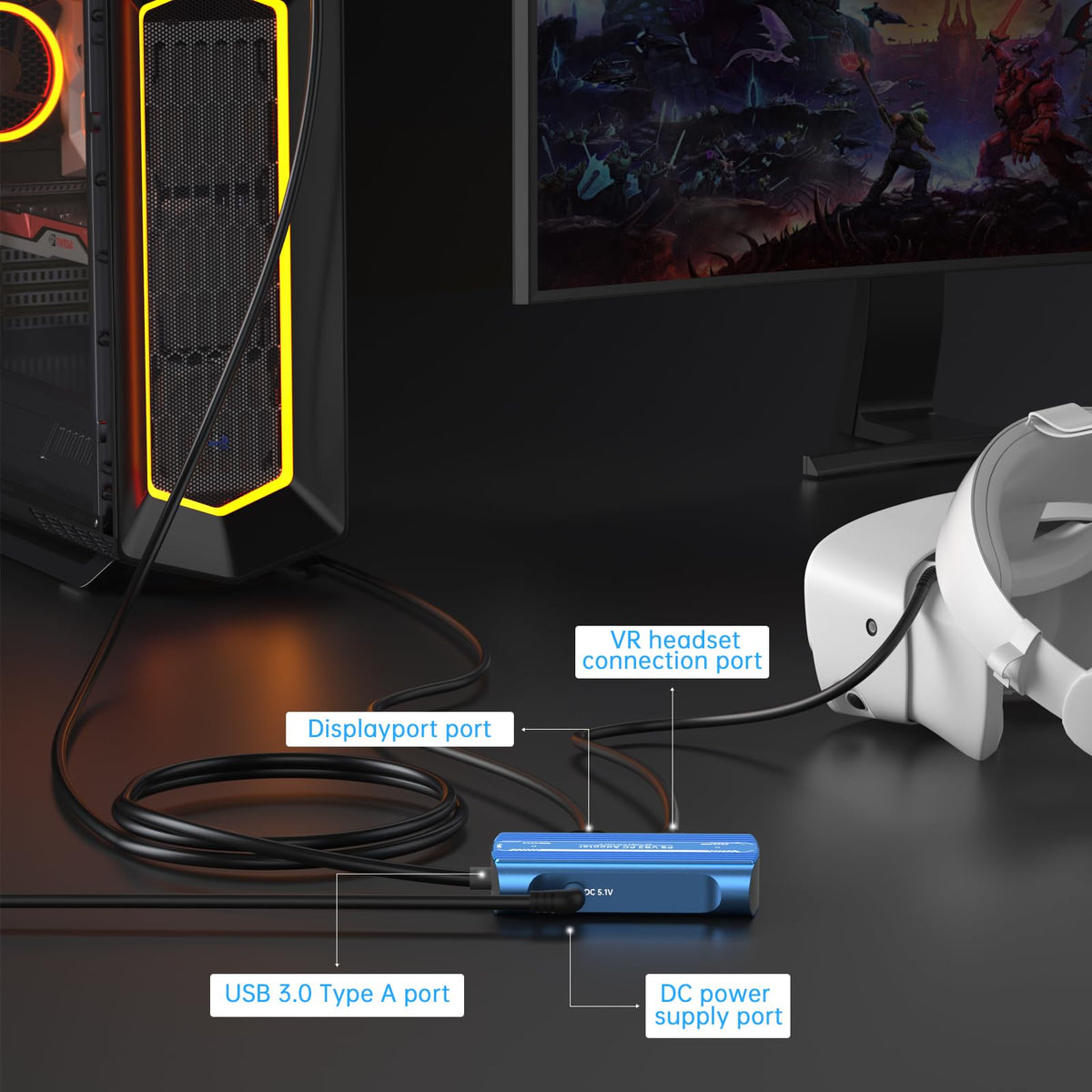 PC Adapter Kit with DP 1.4 Cable and Power Adapter H845