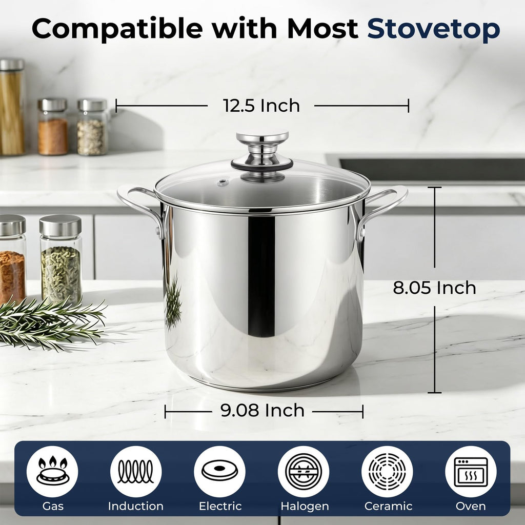 8QT Stainless Steel Stock Pot with Lid X58057
