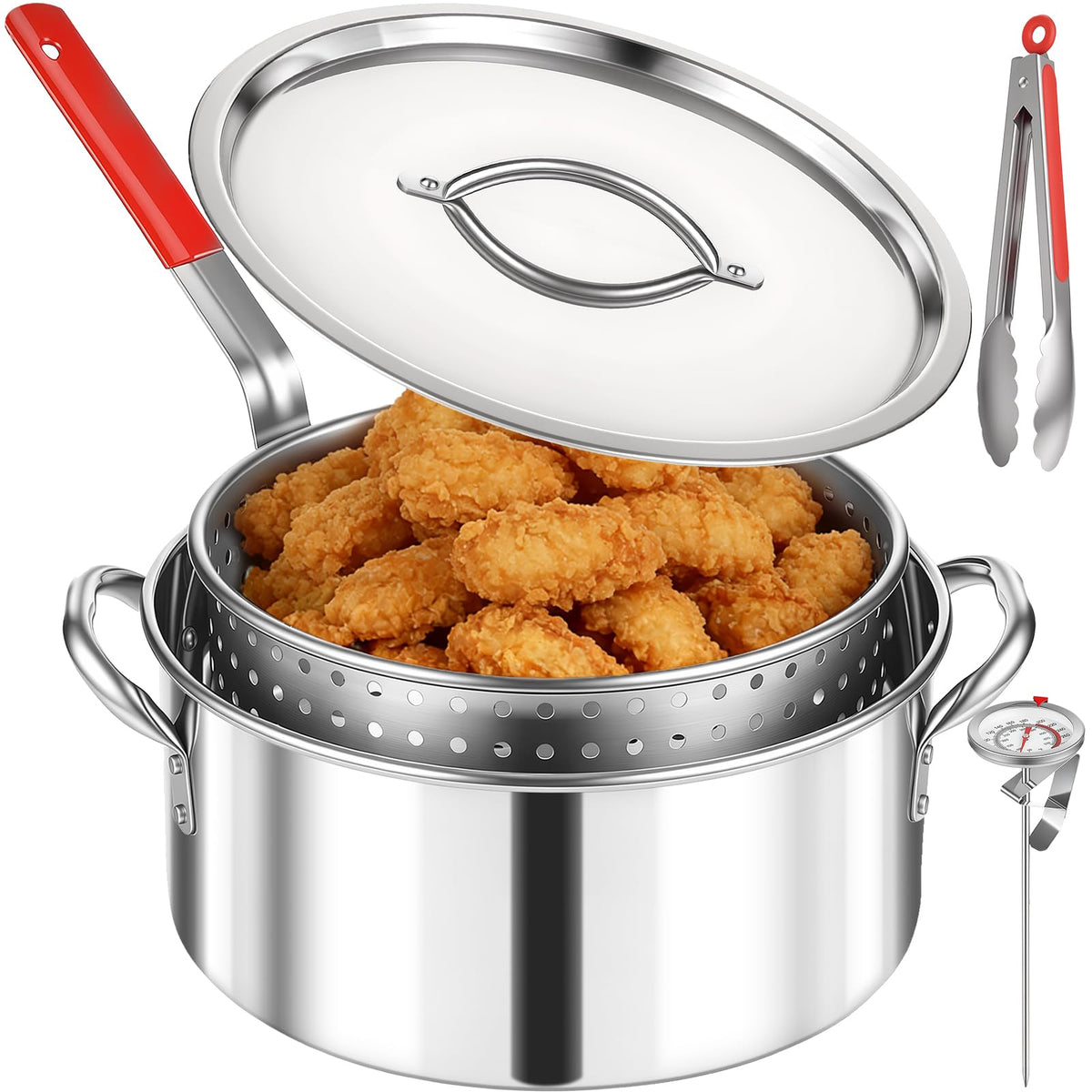 10 QT Stainless Steel Deep Fryer Pot with Basket S211615