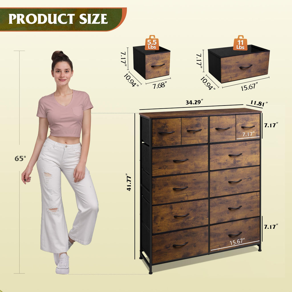 12 Drawer Fabric Dresser Storage Chest T2170