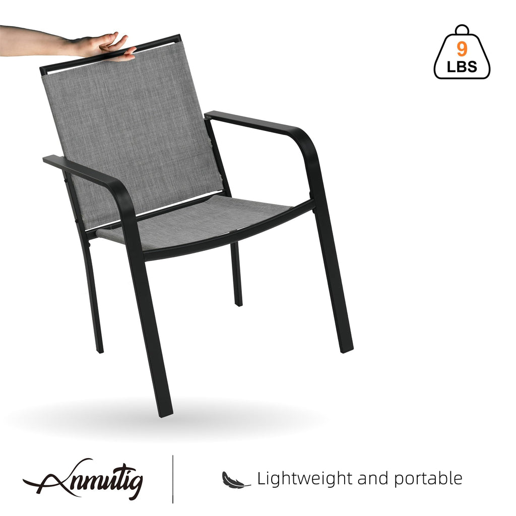 5 Piece Outdoor Dining Set with Grey Stackable Chairs and Square Table R537129