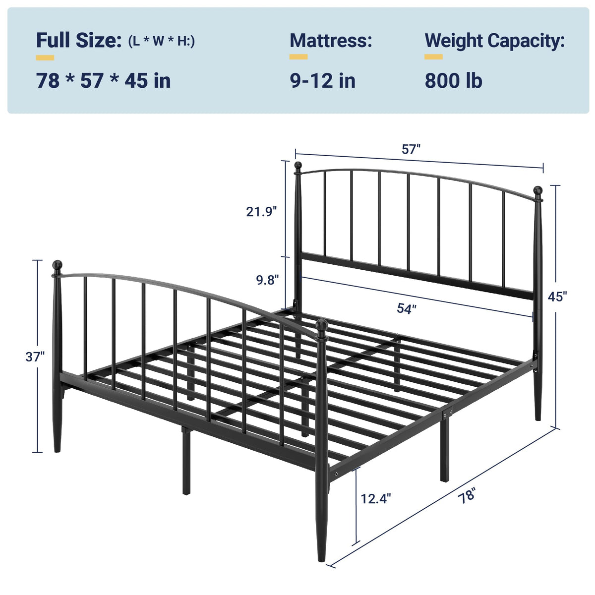 Metal Full Size Platform Bed Frame E166553
