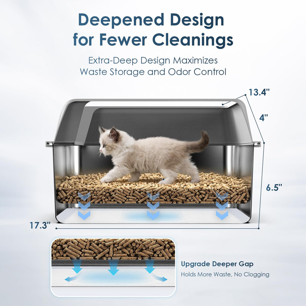 Enclosed Stainless Steel Sifting Litter Box M5962