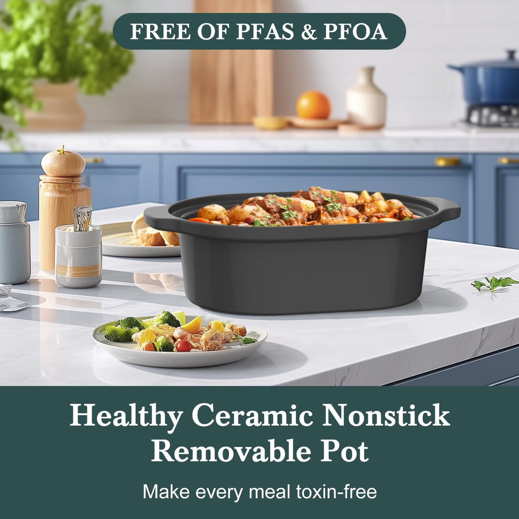 6 Quart Programmable Slow Cooker Nonstick Pot A158442
