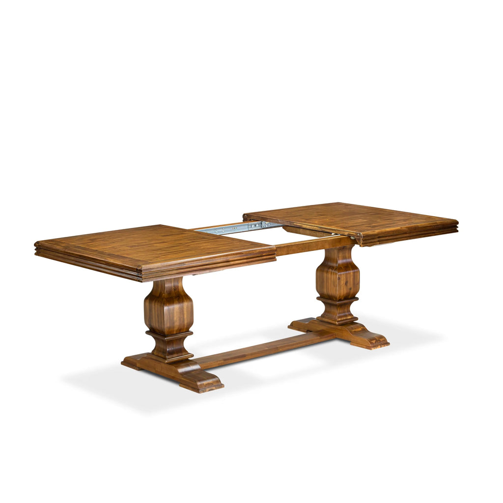 9 Piece Dining Table Set with 8 Beige Fabric Chairs F6477