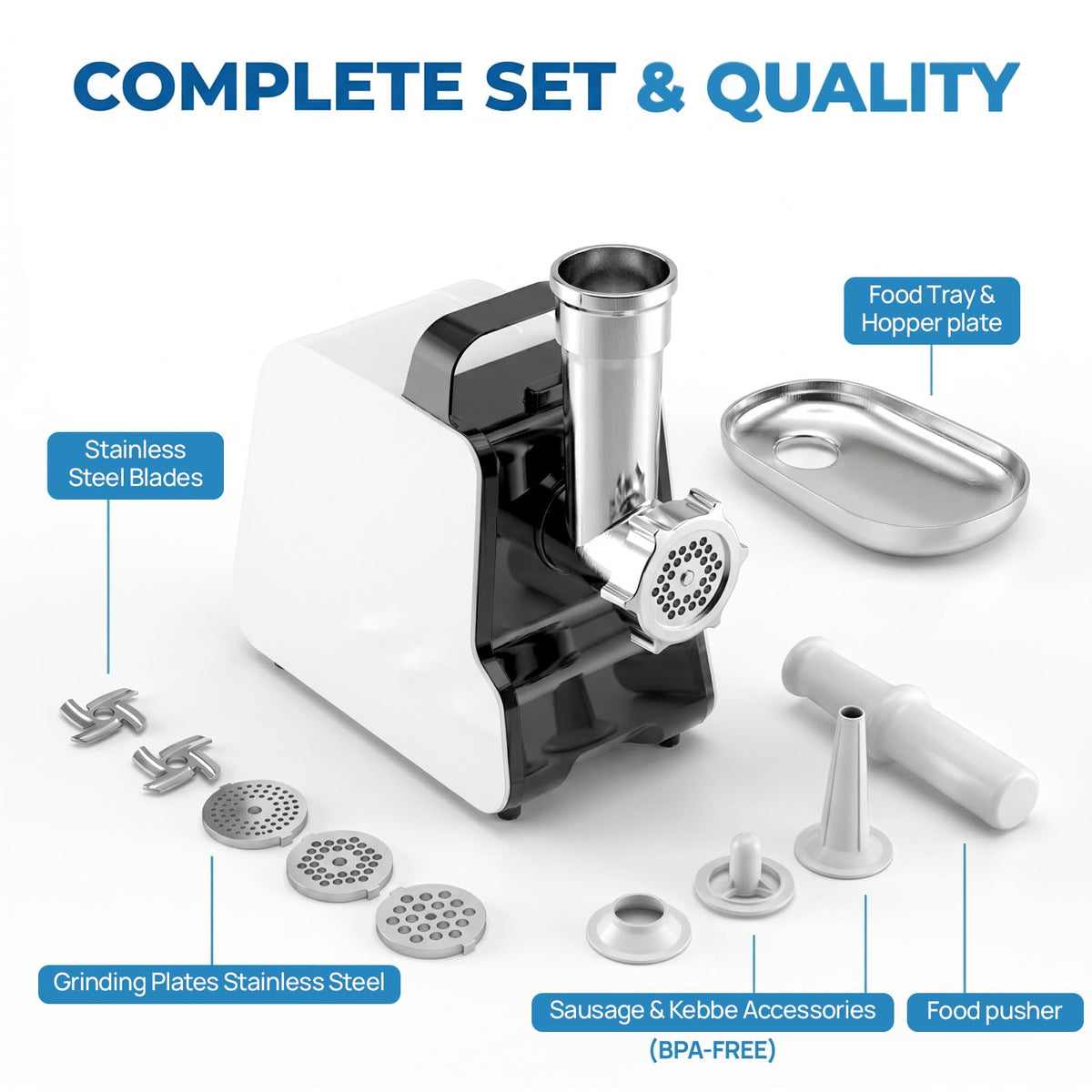 2300W Electric Meat Grinder with 2 Blades and 3 Grinding Plates B772