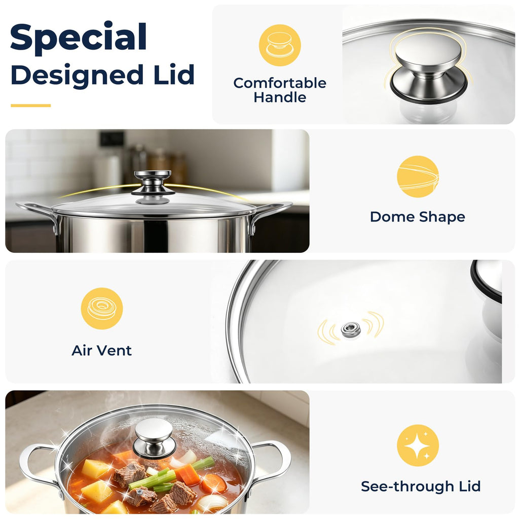 8QT Stainless Steel Stock Pot with Lid X58057