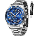 Mens Chronograph Moon Phase Two Tone Stainless Steel Waterproof Luminous Wrist Watch J659