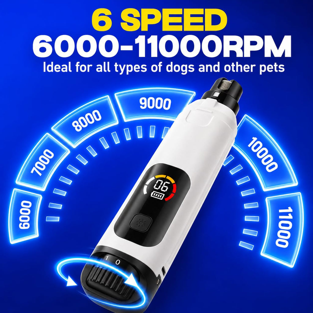 6-Speed Electric Pet Nail Grinder with LED Lights M1661