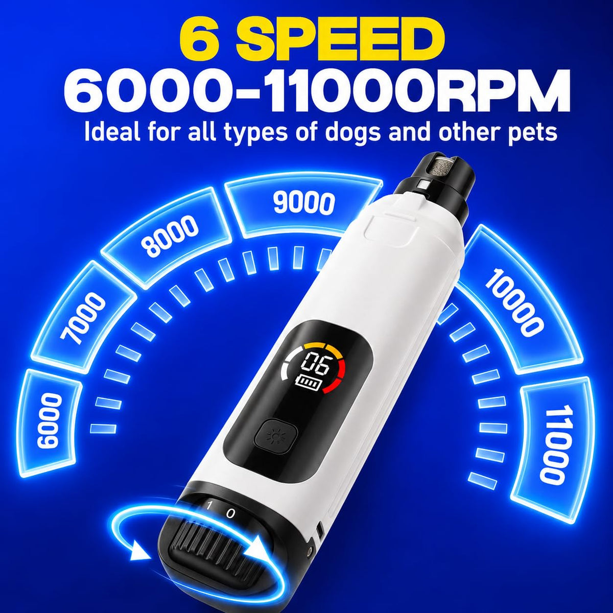 6-Speed Electric Pet Nail Grinder with LED Lights M1661