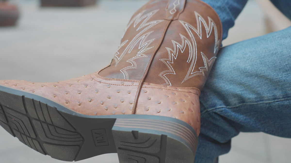 Cowboy Boots for Men Western Ostrich Embroidered Pull On Boots K81228