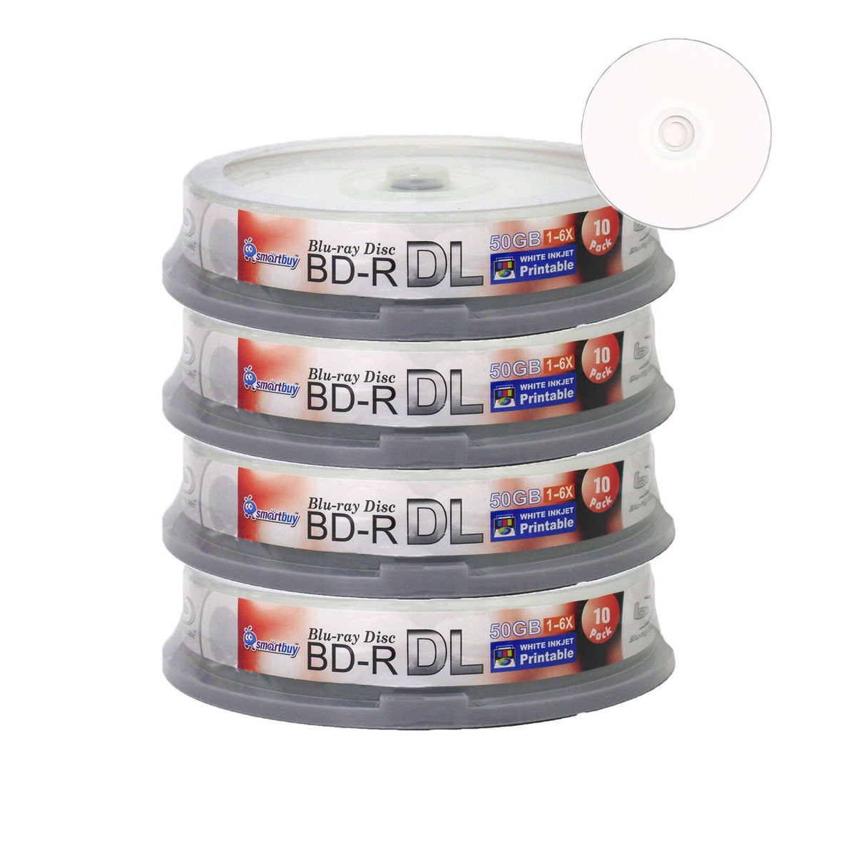 40-disc 50gb 6X Bd-r Dl White Inkjet Hub Printable Blank Disc I712987
