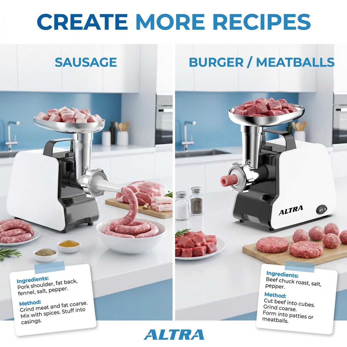 2300W Electric Meat Grinder with 2 Blades and 3 Grinding Plates B772