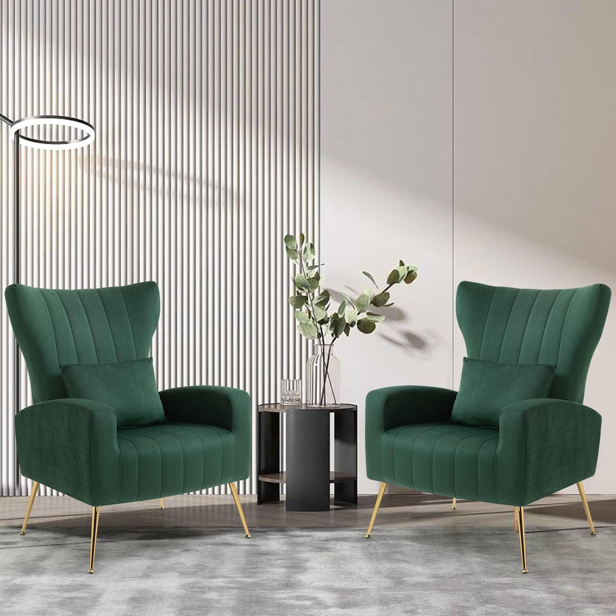 Velvet Accent Chairs Set of 2 Green M190262