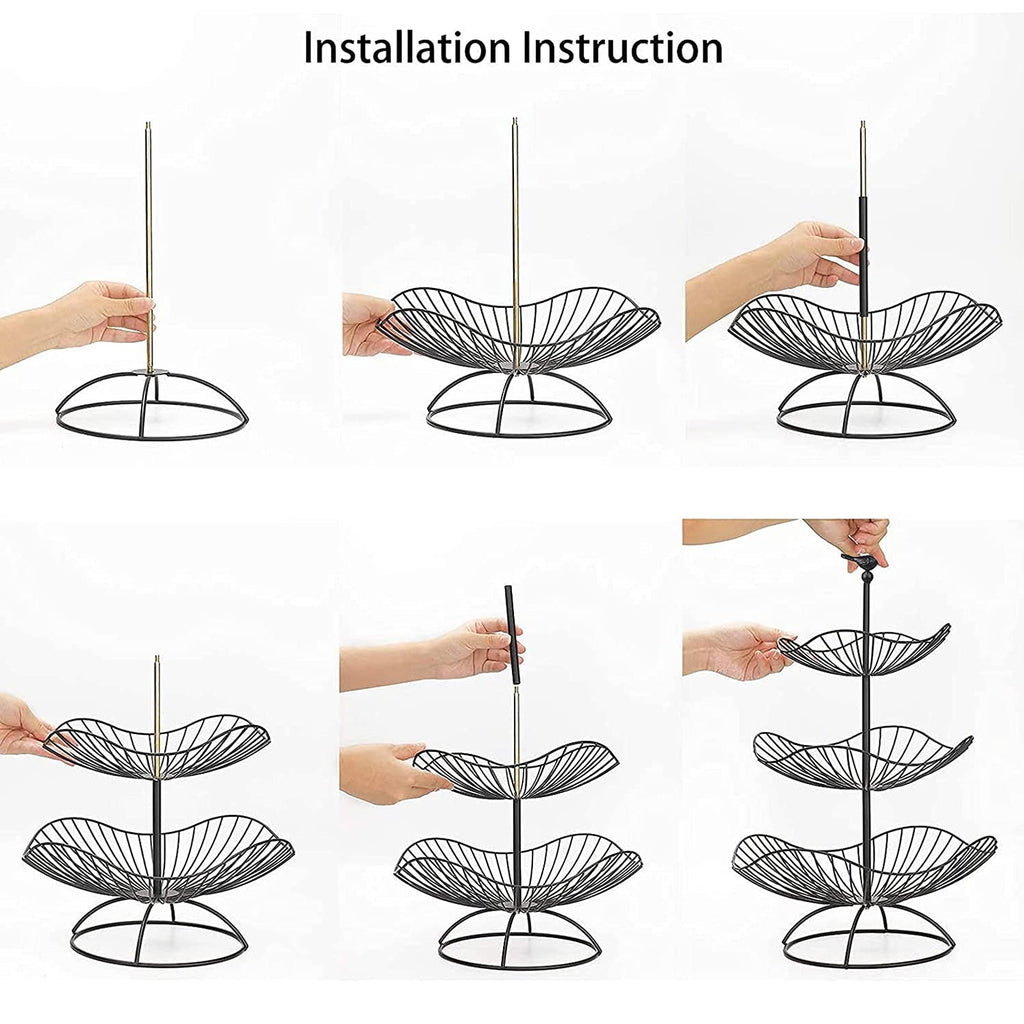 3-Tier Metal Wire Fruit Basket Stand C41784