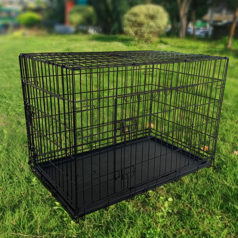 48-Inch Folding Metal Dog Crate with Divider, Tray, and Carry Handle U272598