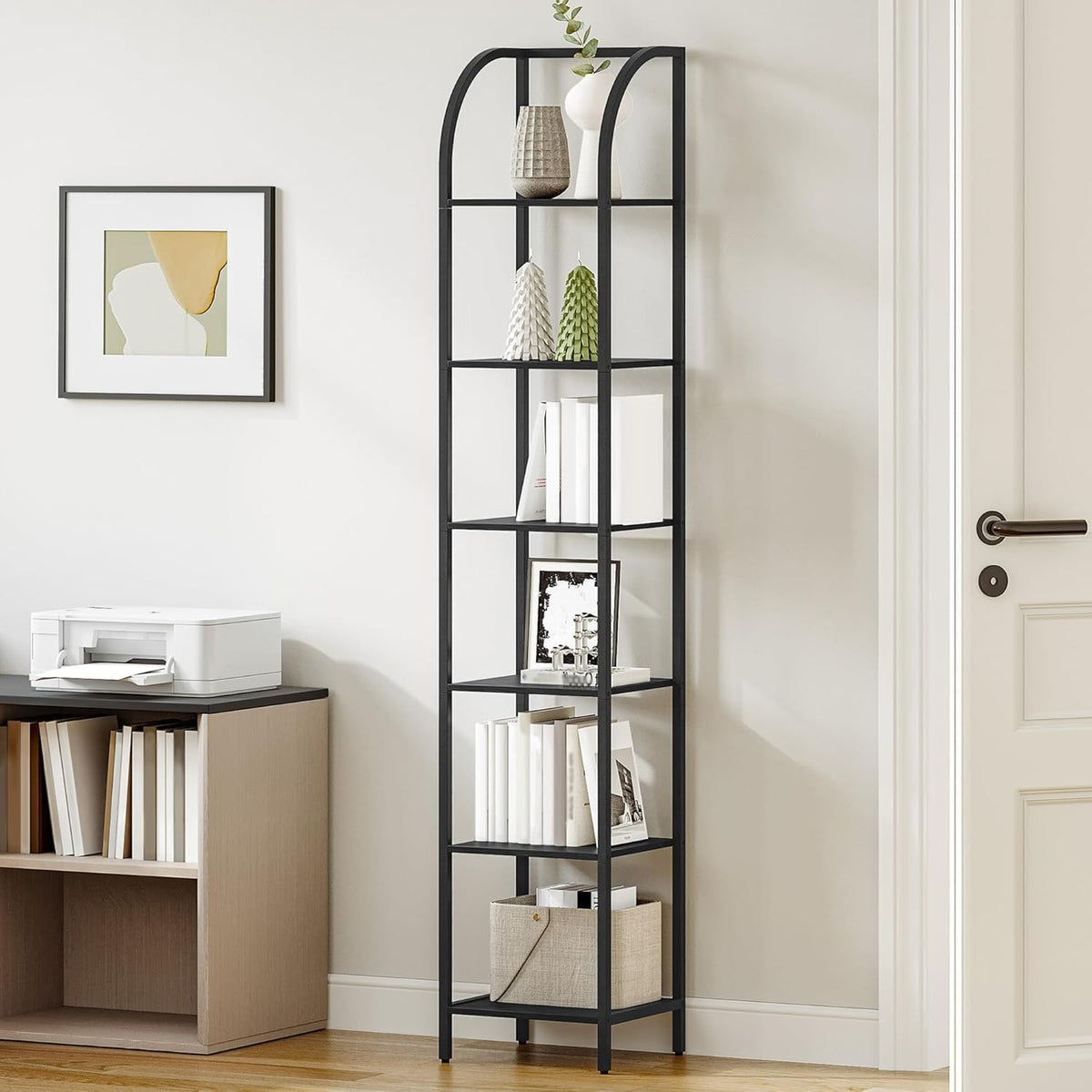 Narrow Bookshelf with Steel Frame N112719