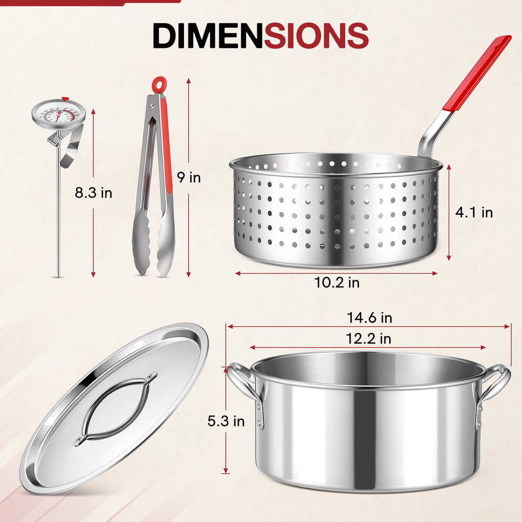10 QT Stainless Steel Deep Fryer Pot with Basket S211615
