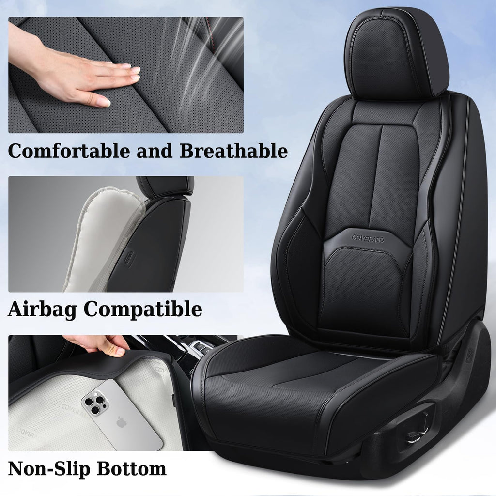 Black Leather Car Seat Covers Full Set R480