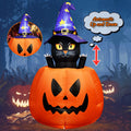 Halloween Inflatable Animated Witch Cat in Pumpkin N96136