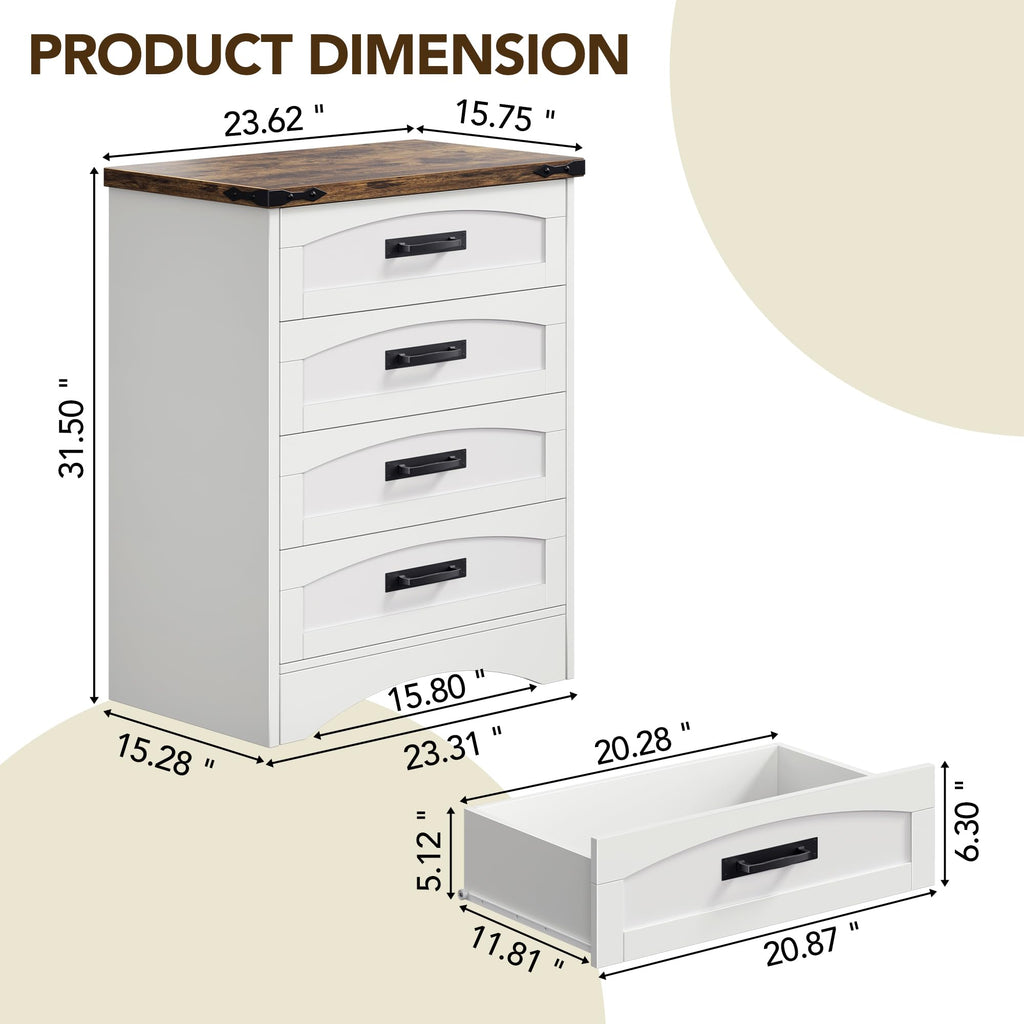 White 4 Drawer Dresser Q962