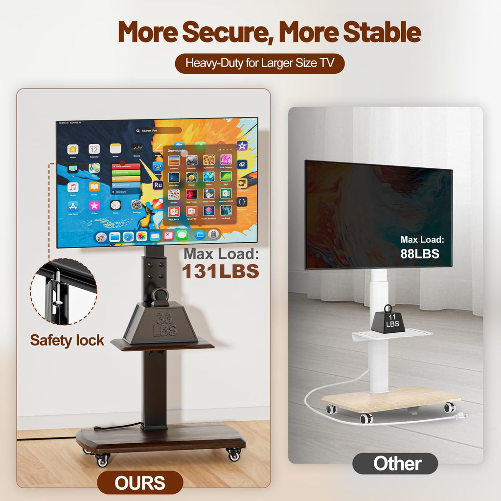 Rolling TV Stand with Power Outlet for 32 to 80 inch TVs C189