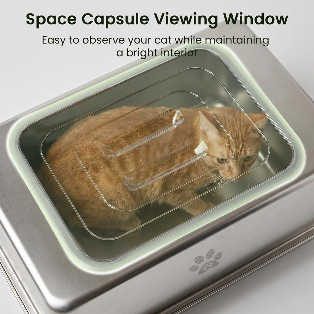 Enclosed Stainless Steel Cat Litter Box with Lid G479